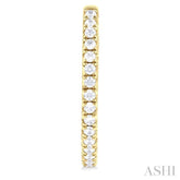 3/4 ctw French Pave Set Round Cut Diamond Fashion Half Hoop Earring in 14K Yellow Gold